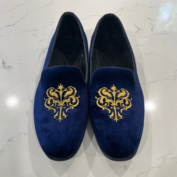 Fulinken Other - Fulinken Men's Velvet and Leather Blue Loafer Size 46 or 12 US